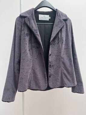 Suttles & Seawinds velvet blazer S floral paisley scallop trim Canada